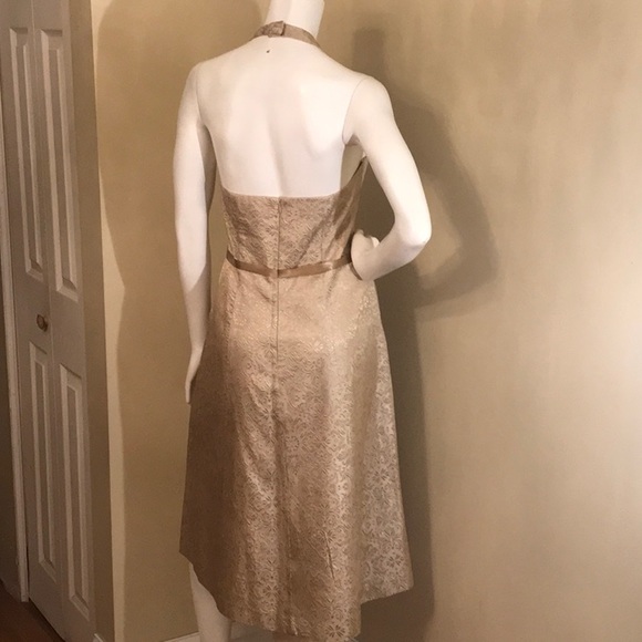 DAVID’S BRIDAL Gold Tone Halter Dress - Picture 6 of 7